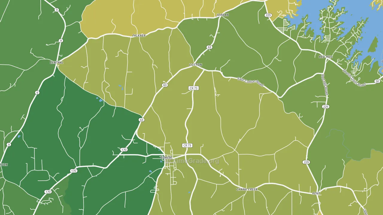 Eclectic, AL Map of Burglary Rates
