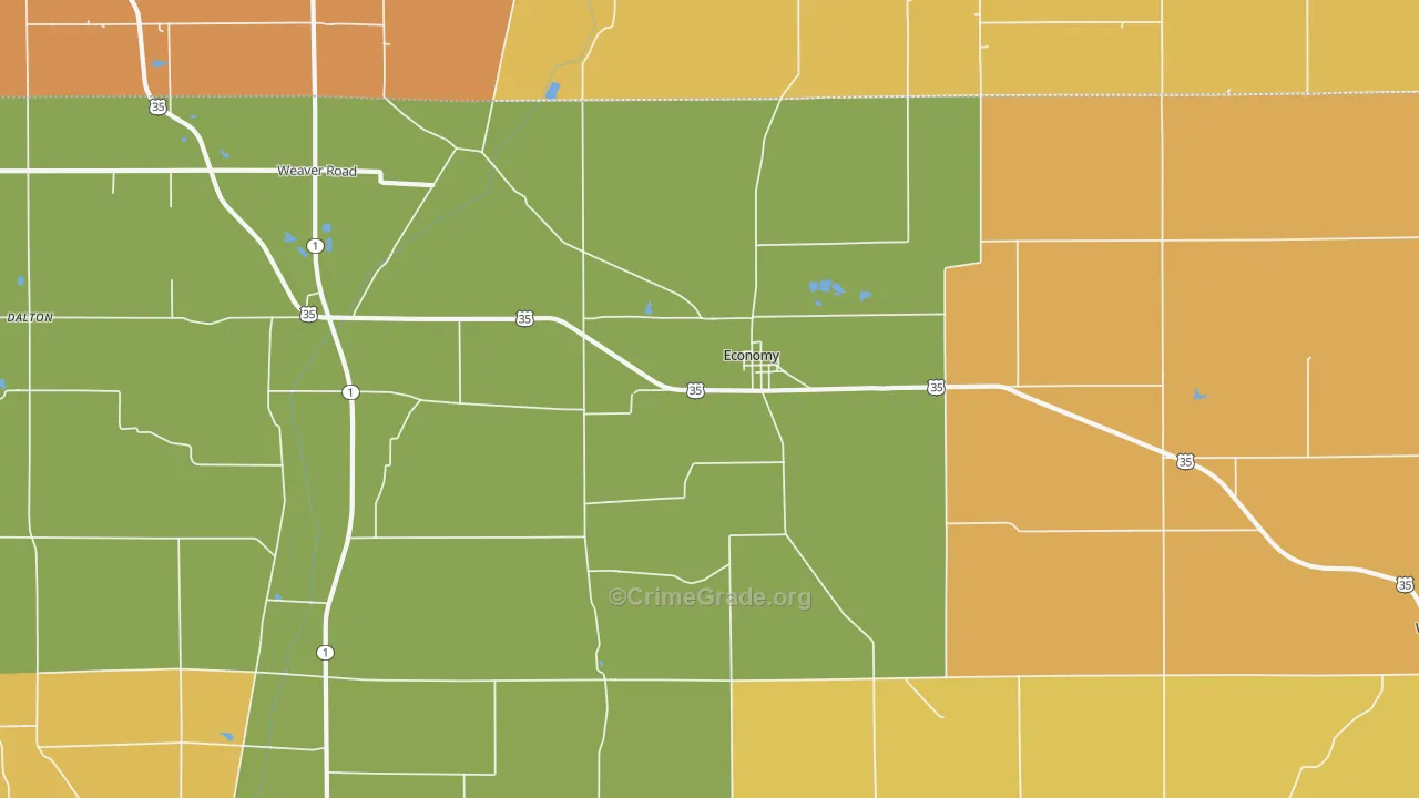 Economy, IN Map of Burglary Rates