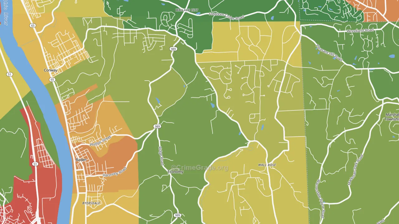 Economy, PA Map of Burglary Rates