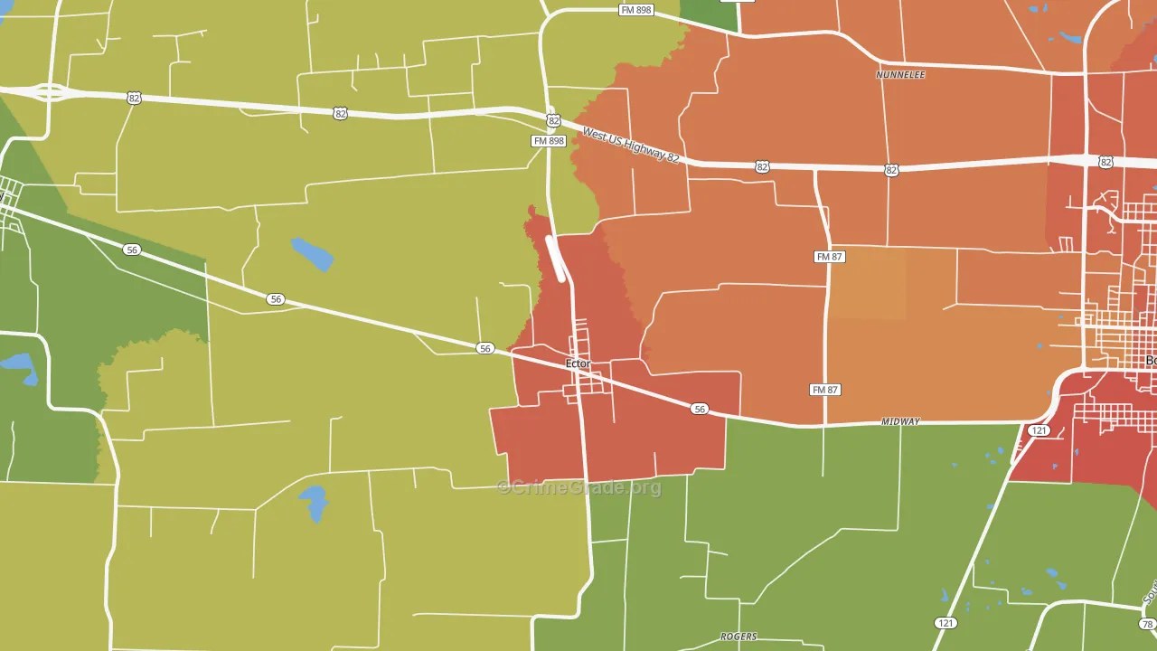 Ector, TX Map of Burglary Rates