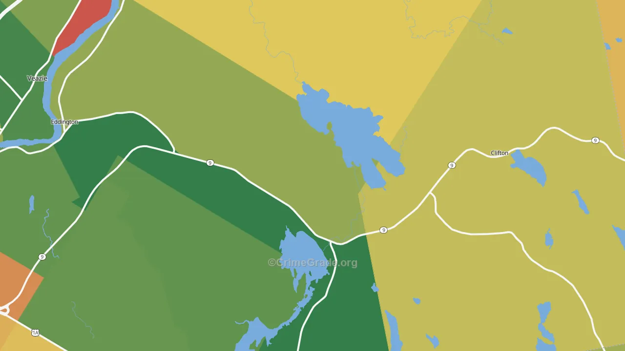 Eddington, ME Map of Burglary Rates