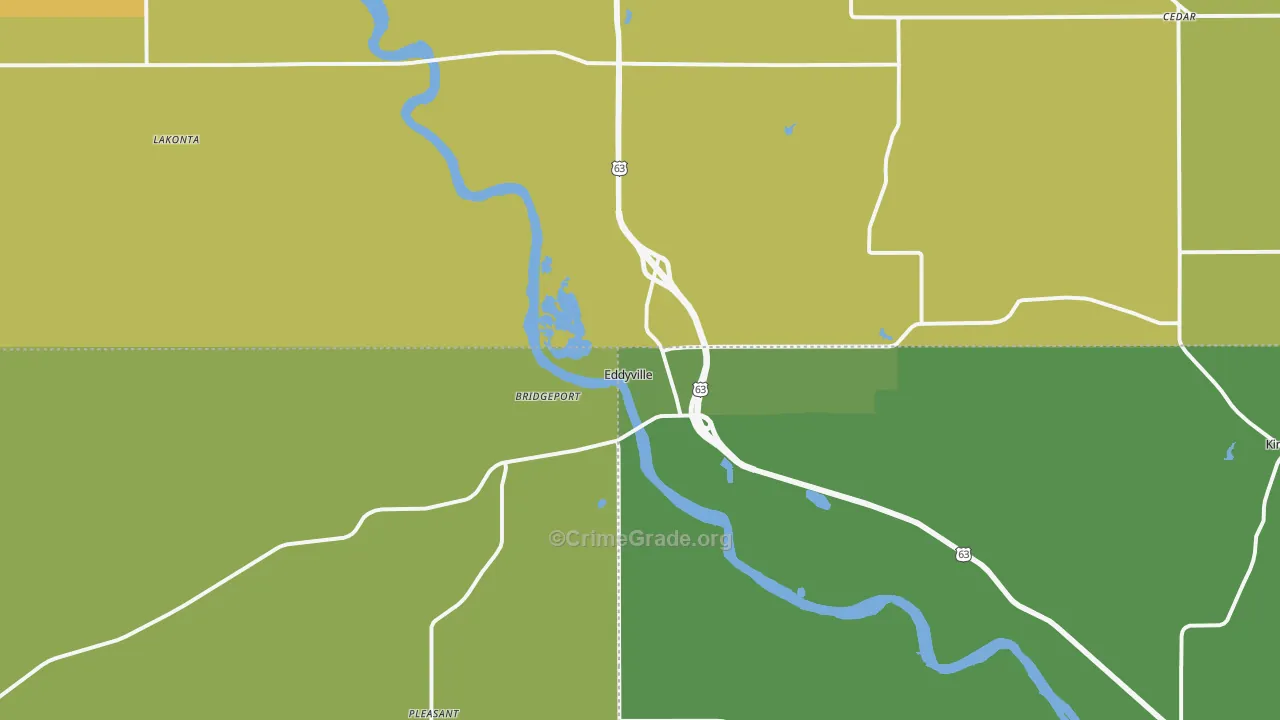 Eddyville, IA Map of Burglary Rates