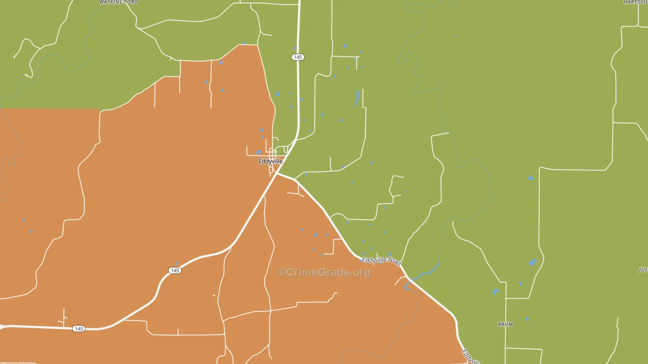 Eddyville, IL Map of Burglary Rates