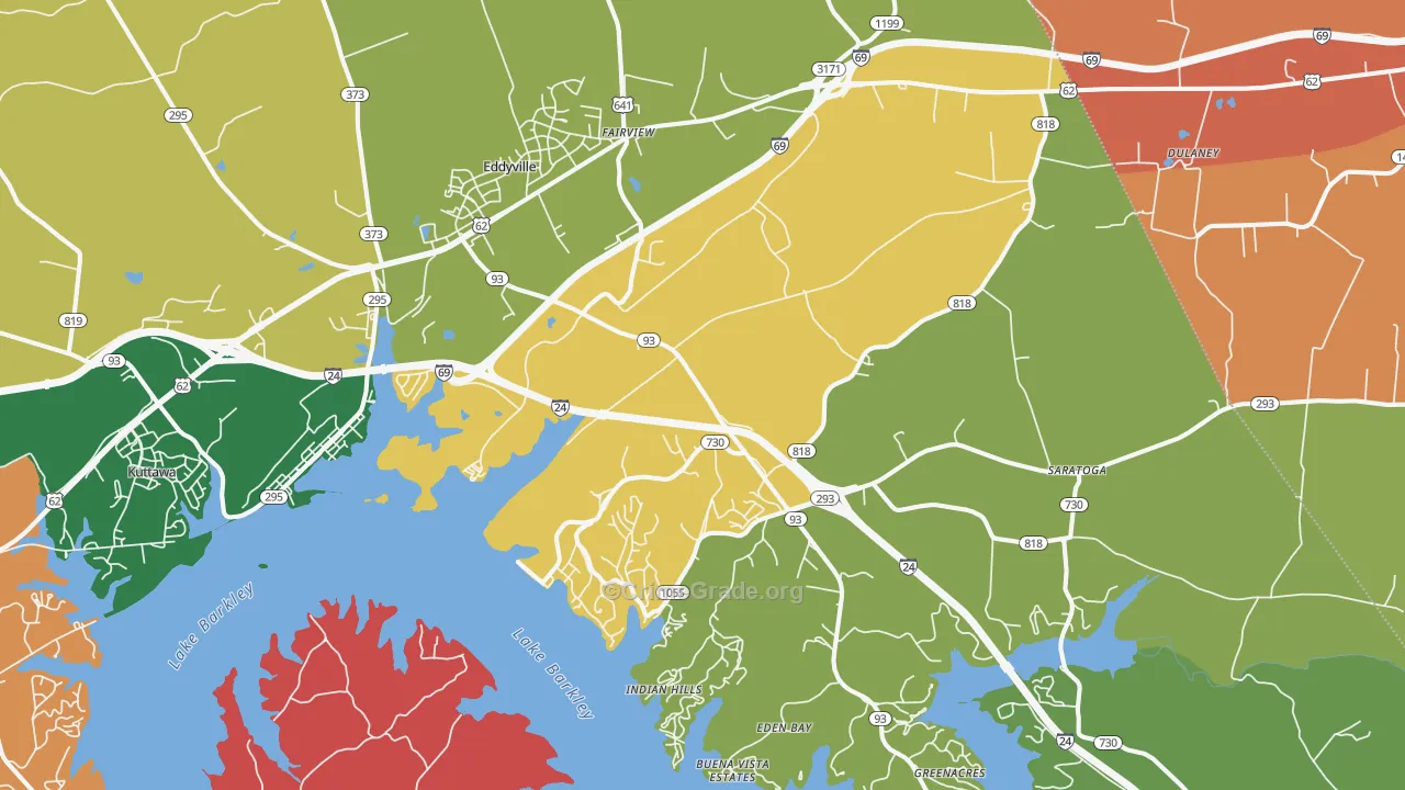 Eddyville, KY Map of Burglary Rates