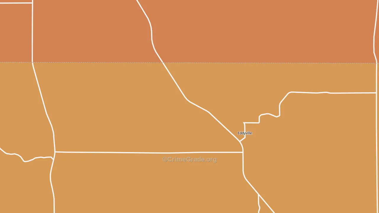 Eddyville, NE Map of Burglary Rates