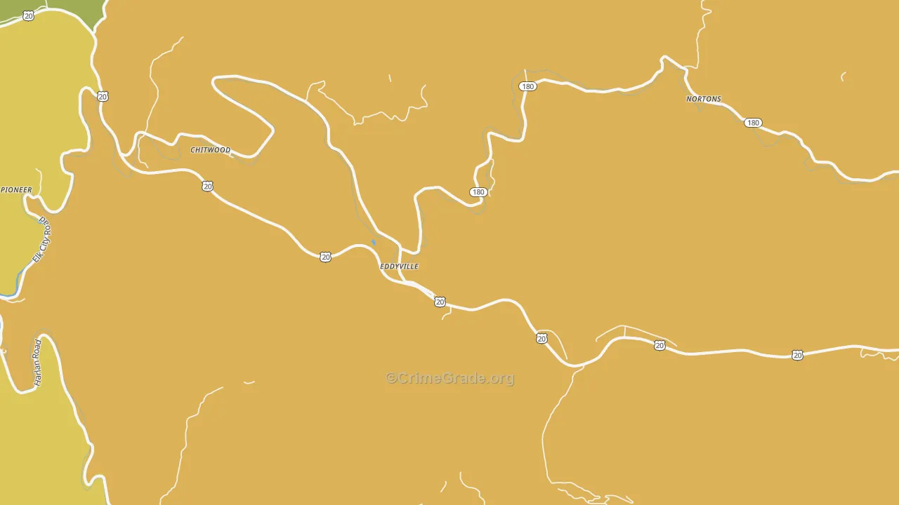 Eddyville, OR Map of Burglary Rates