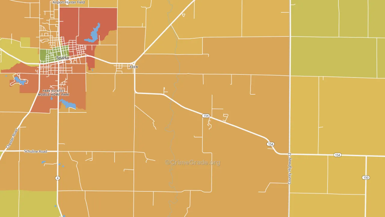 Eden, IL Map of Burglary Rates