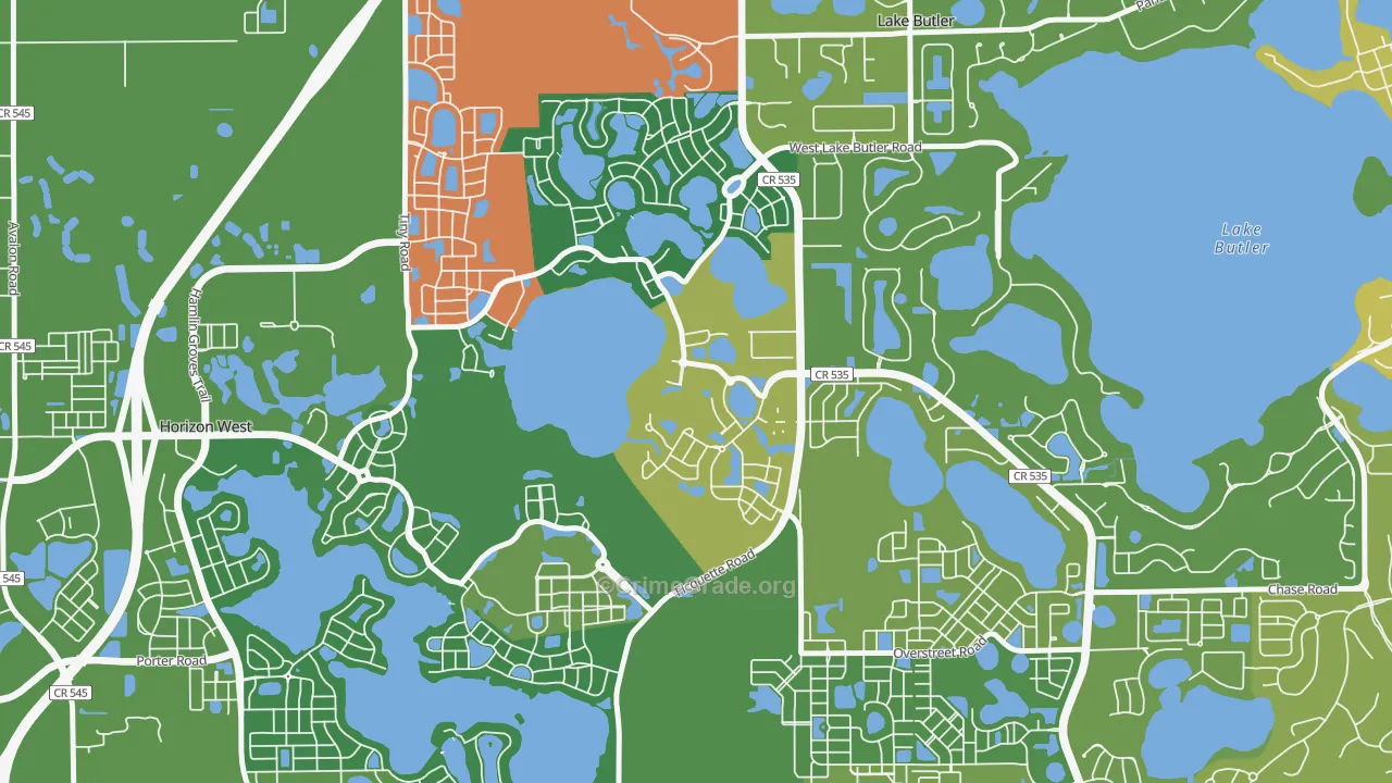 Eden Isle, Horizon West, FL Map of Burglary Rates