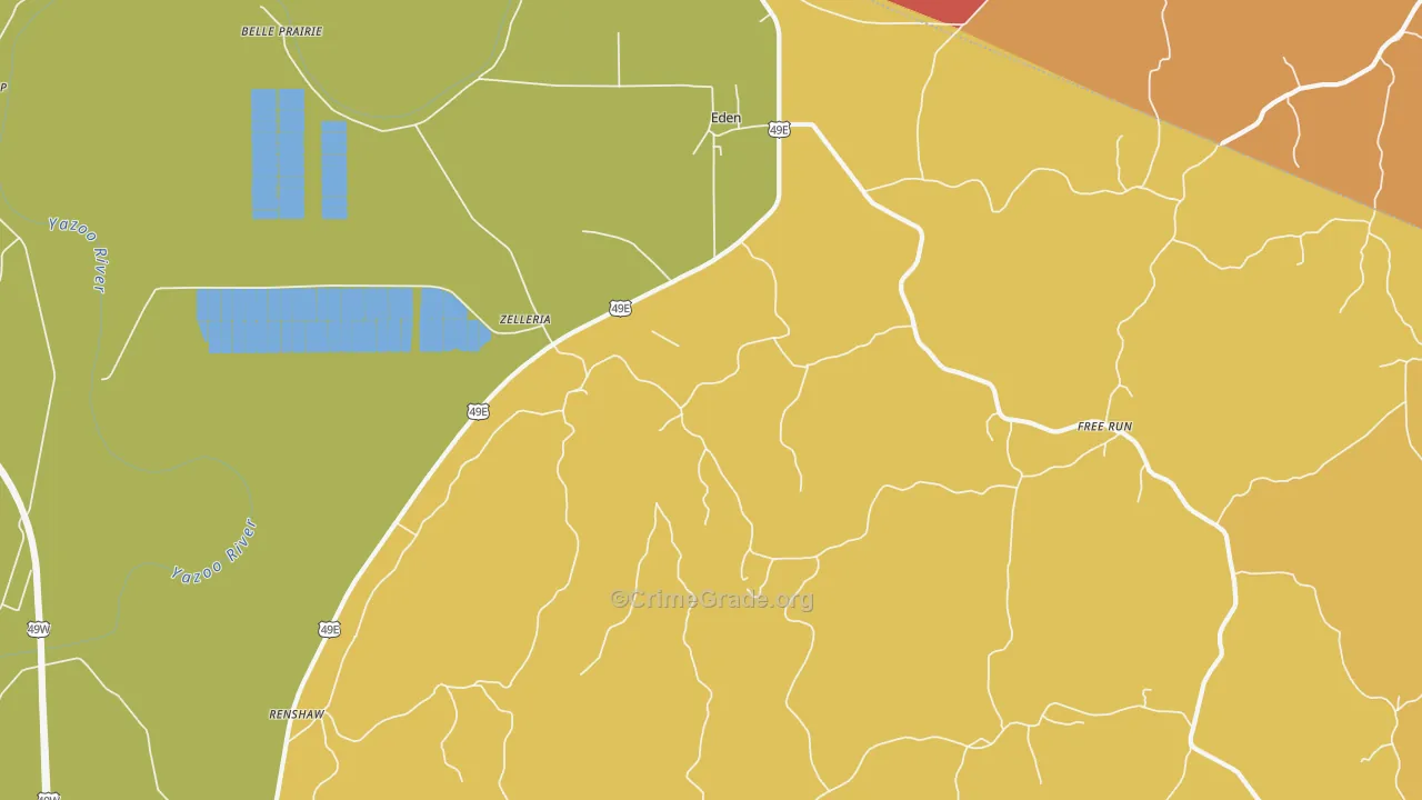 Eden, MS Map of Burglary Rates