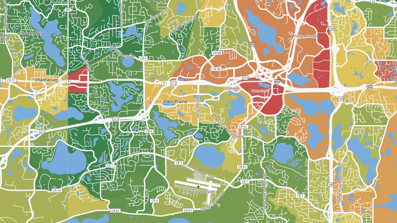 Eden Prairie, MN Map of Burglary Rates