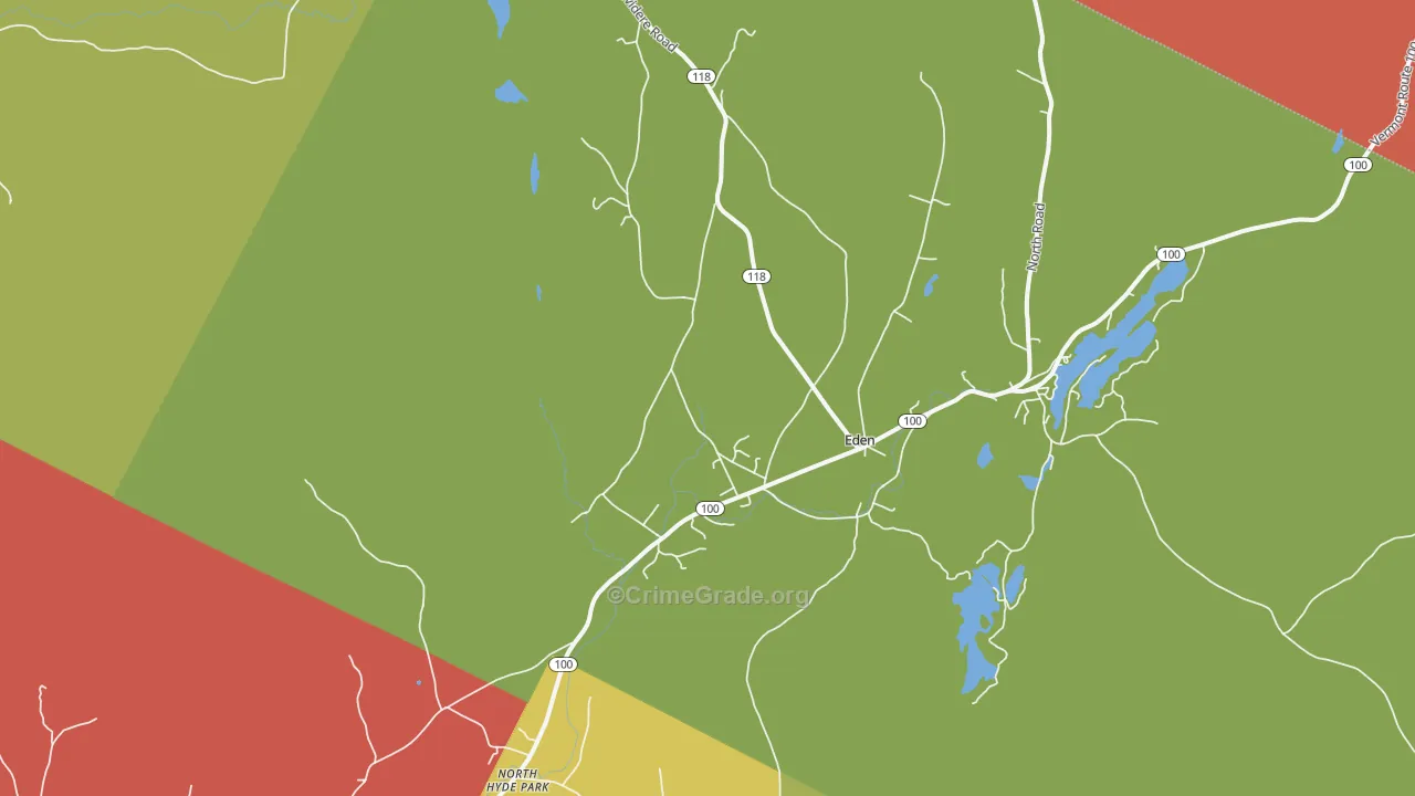 Eden, VT Map of Burglary Rates