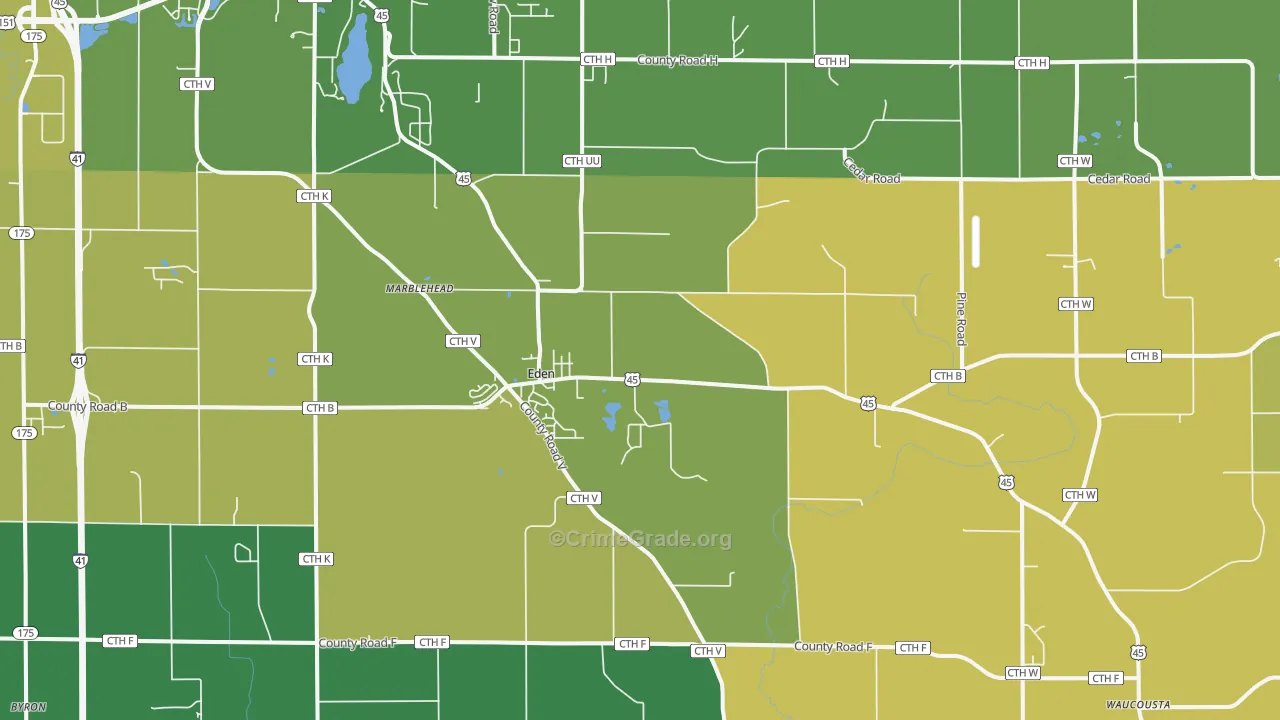 Eden, WI Map of Burglary Rates
