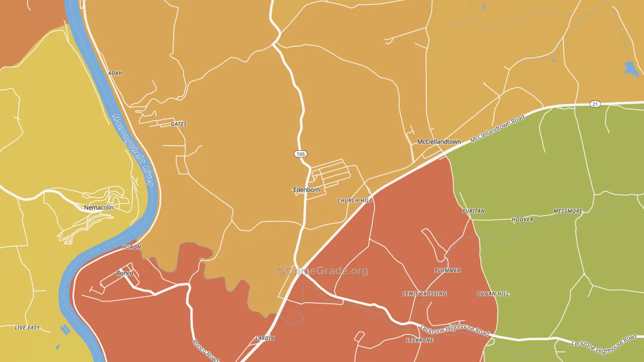 Edenborn, PA Map of Burglary Rates