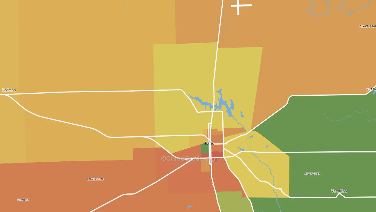 Edgar County, IL Map of Burglary Rates