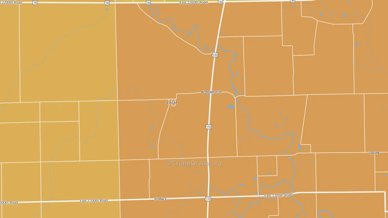 Edgar, IL Map of Burglary Rates