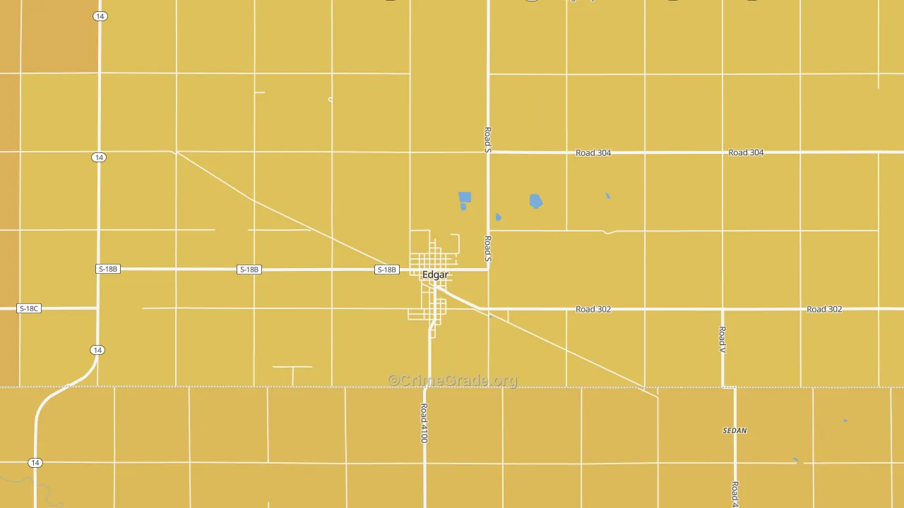 Edgar, NE Map of Burglary Rates