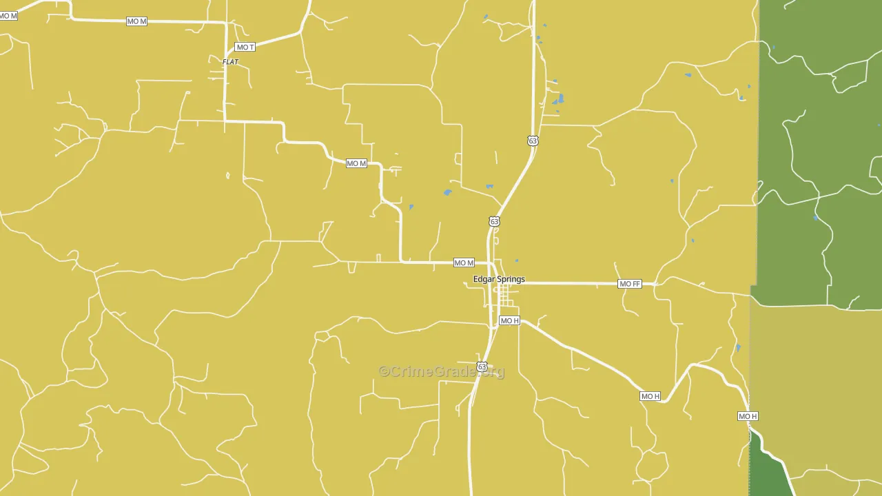 Edgar Springs, MO Map of Burglary Rates