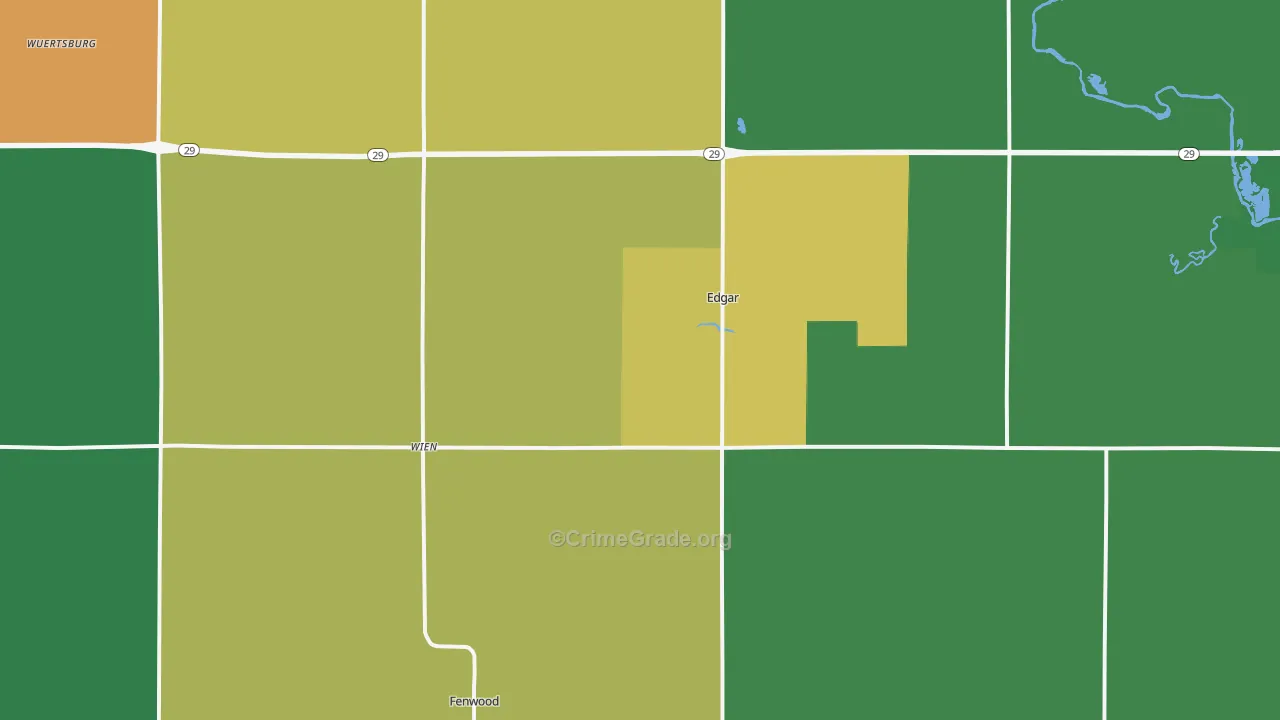 Edgar, WI Map of Burglary Rates