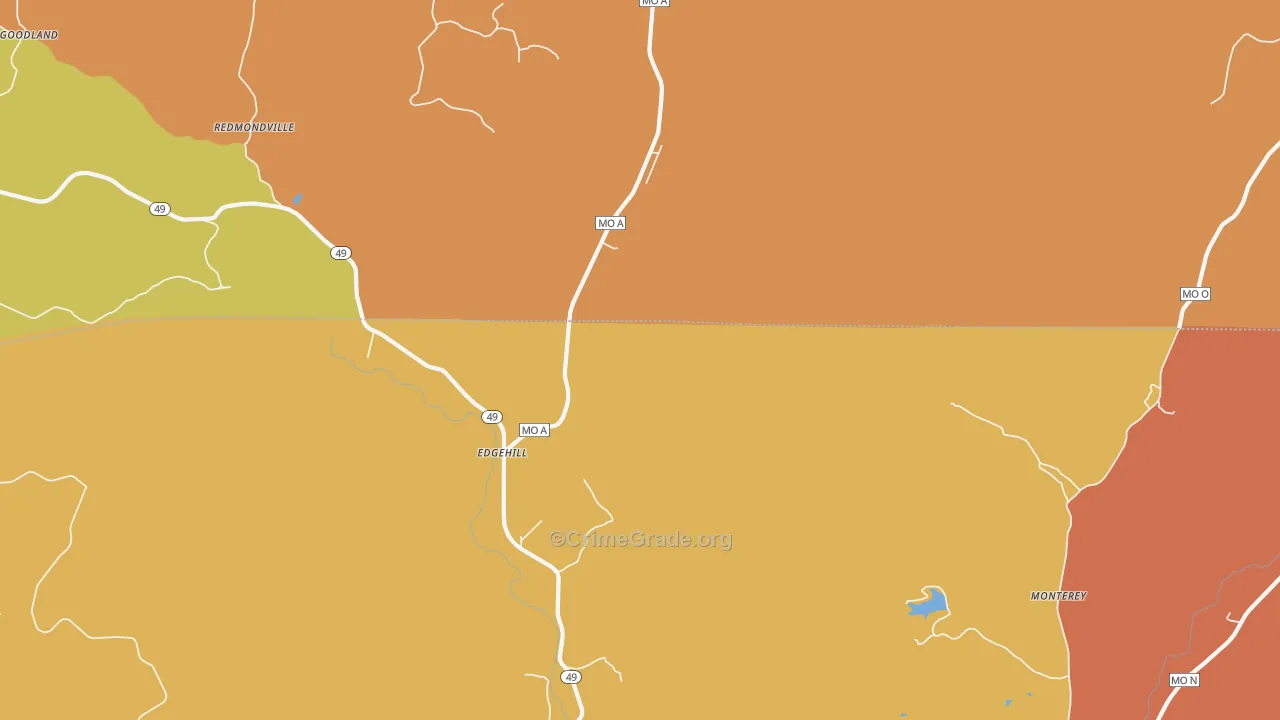 Edgehill, MO Map of Burglary Rates