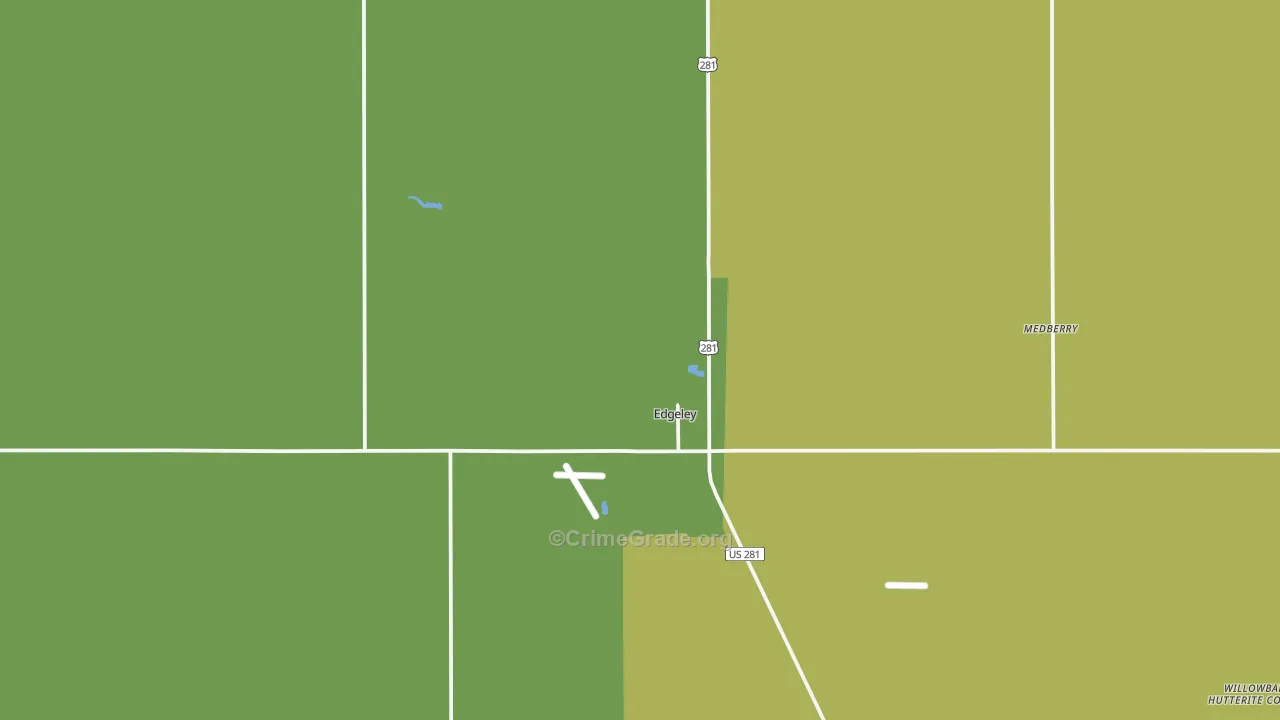 Edgeley, ND Map of Burglary Rates
