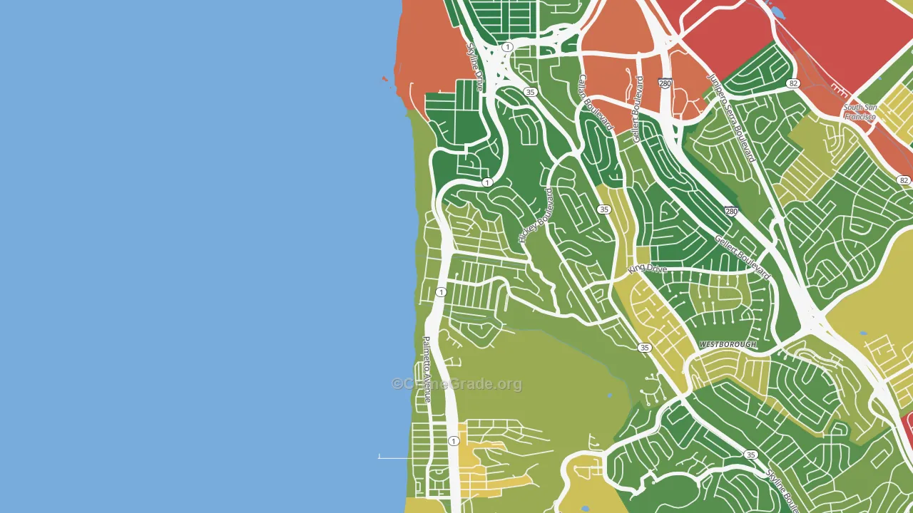 Edgemar-Pacific Manor, Pacifica, CA Map of Burglary Rates