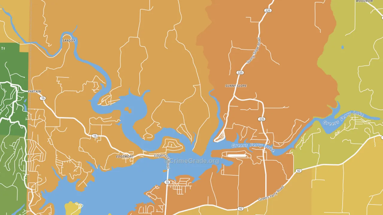 Edgemont, AR Map of Burglary Rates