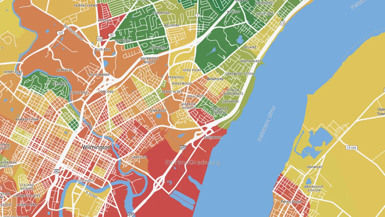 Edgemoor, DE Map of Burglary Rates