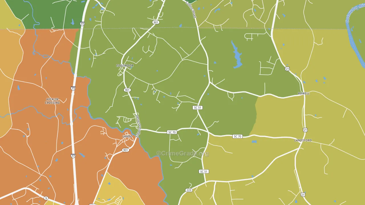 Edgemoor, SC Map of Burglary Rates