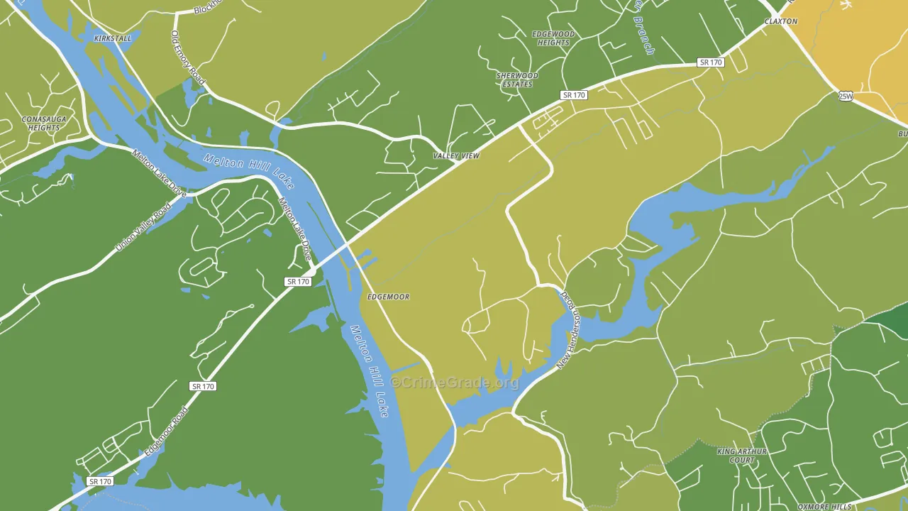 Edgemoor, TN Map of Burglary Rates