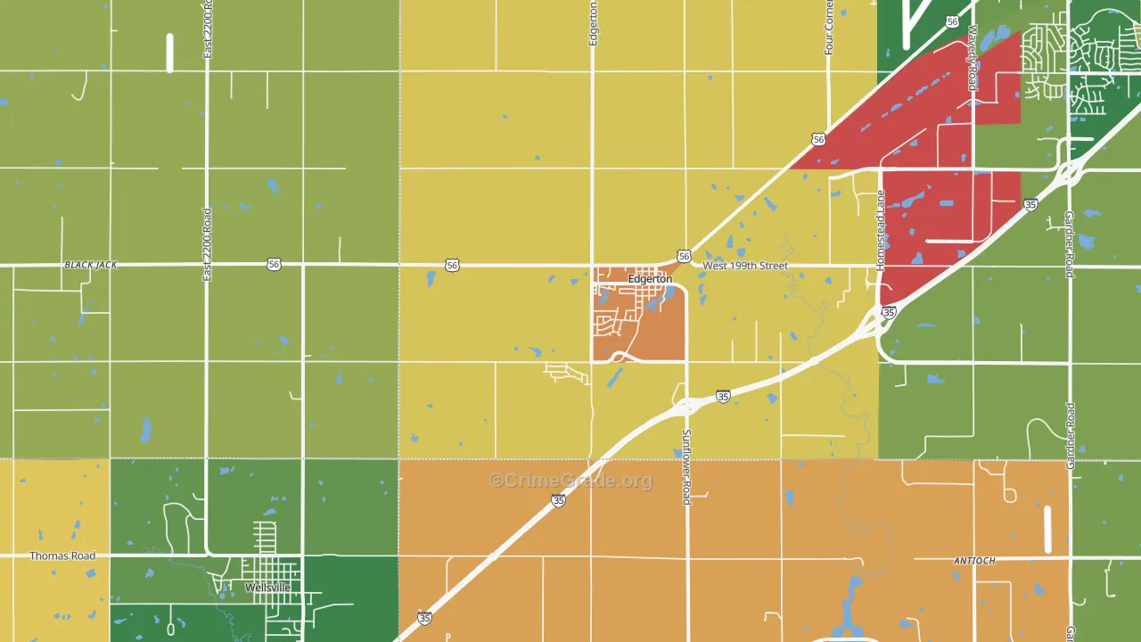 Edgerton, KS Map of Burglary Rates