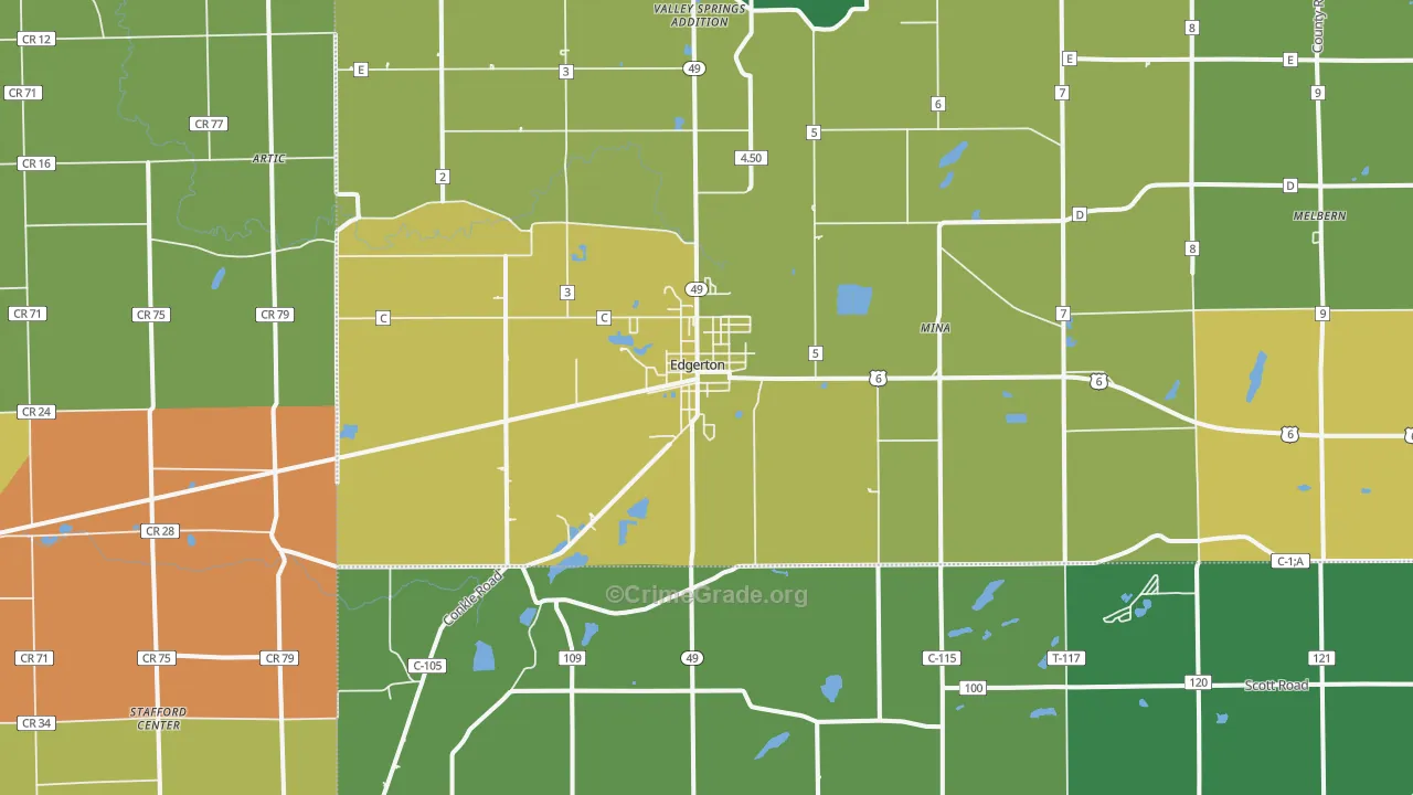 Edgerton, OH Map of Burglary Rates
