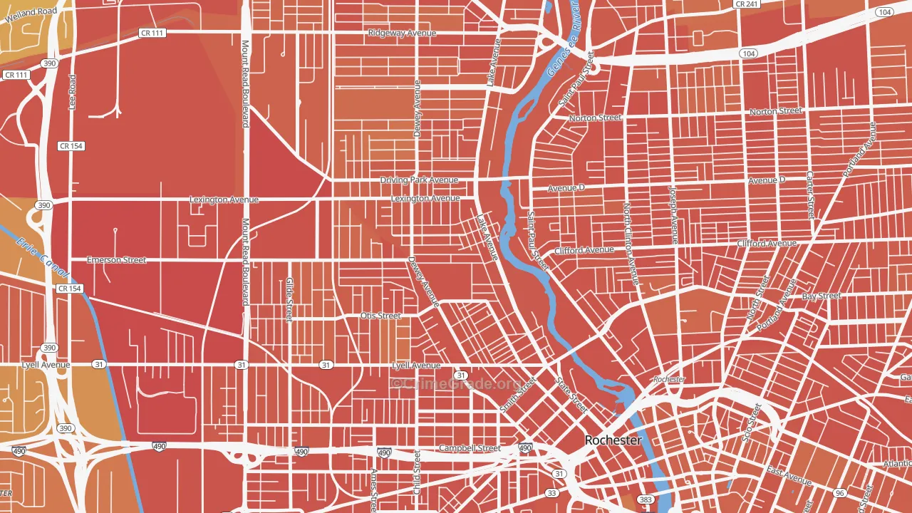 Edgerton, Rochester, NY Map of Burglary Rates