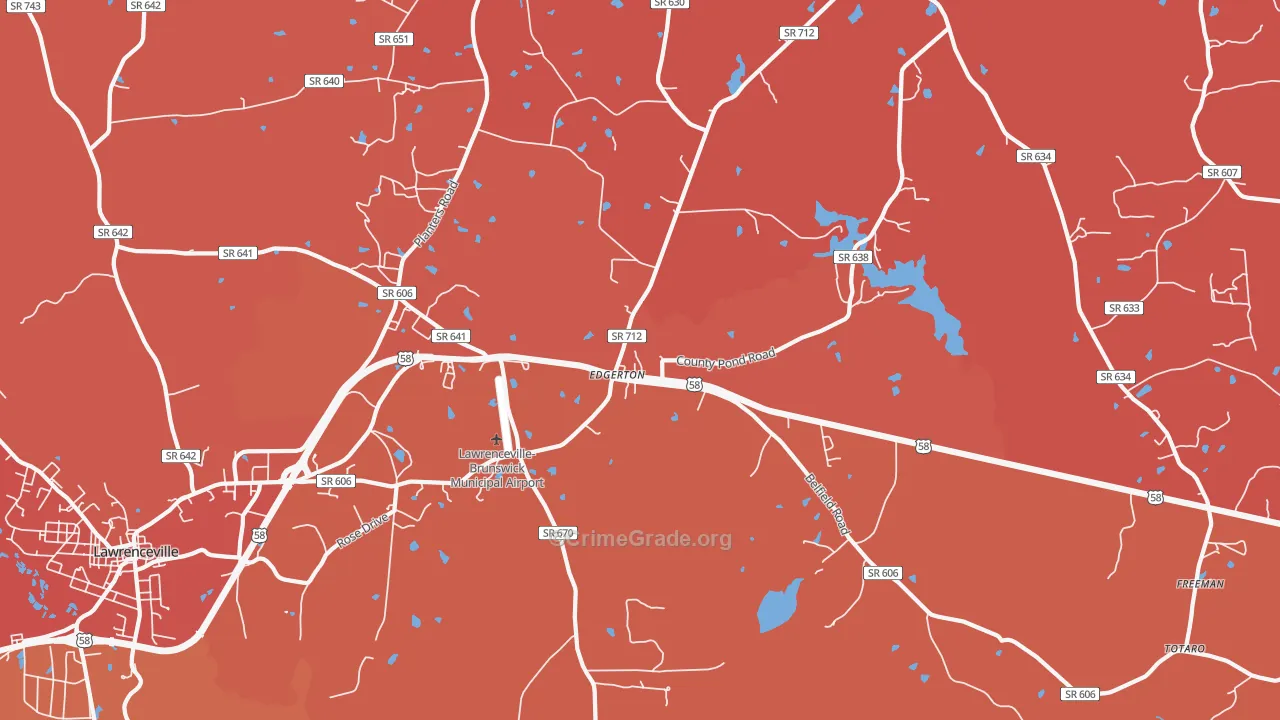 Edgerton, VA Map of Burglary Rates