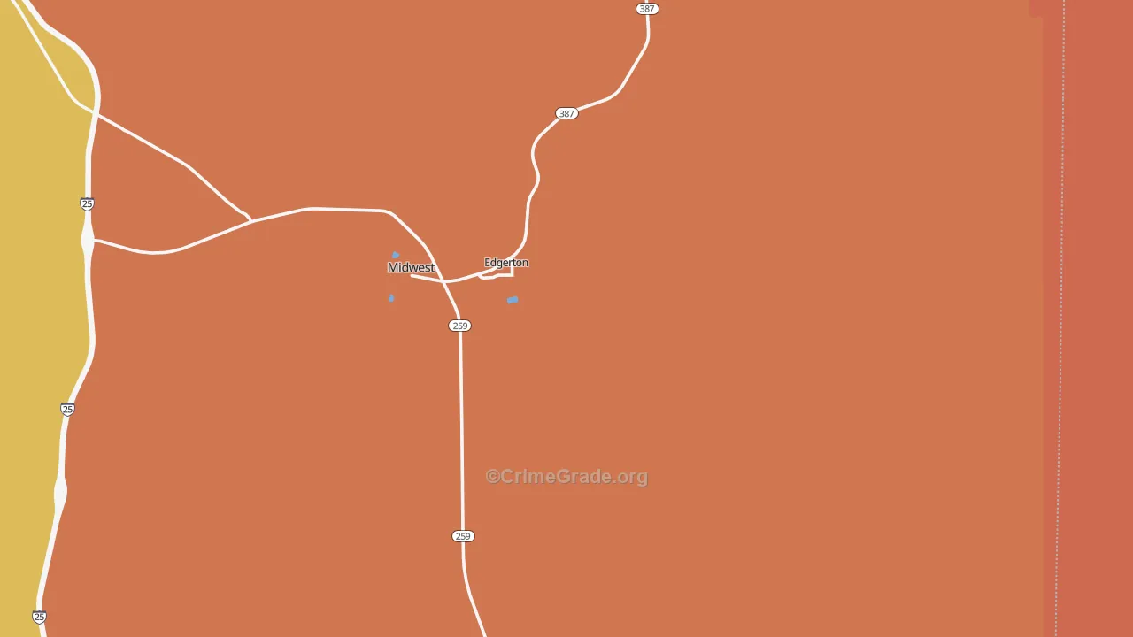 Edgerton, WY Map of Burglary Rates