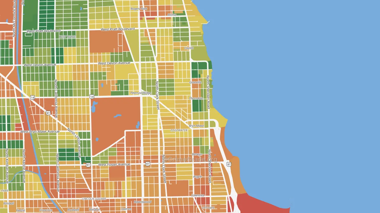 Edgewater, Chicago, IL Map of Burglary Rates