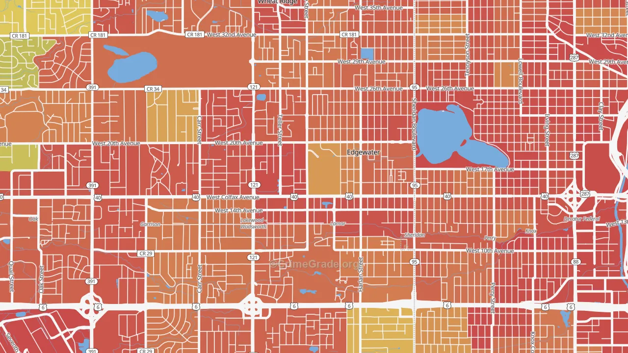 Edgewater, CO Map of Burglary Rates
