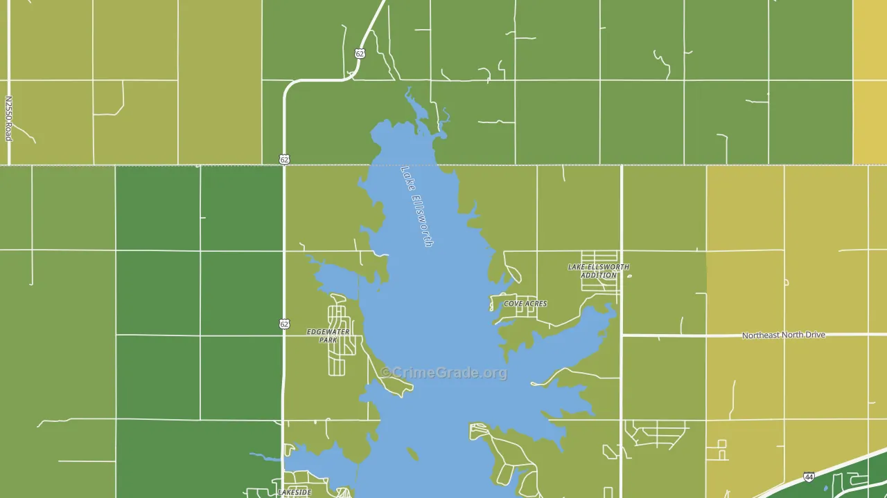 Edgewater Park, OK Map of Burglary Rates