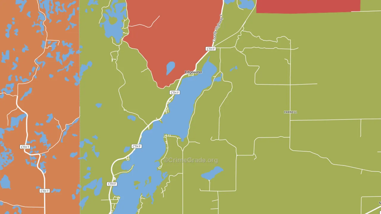 Edgewater, WI Map of Burglary Rates