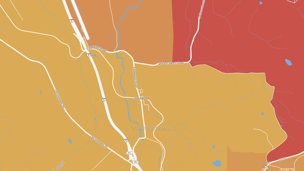 Edgewood, CA Map of Burglary Rates