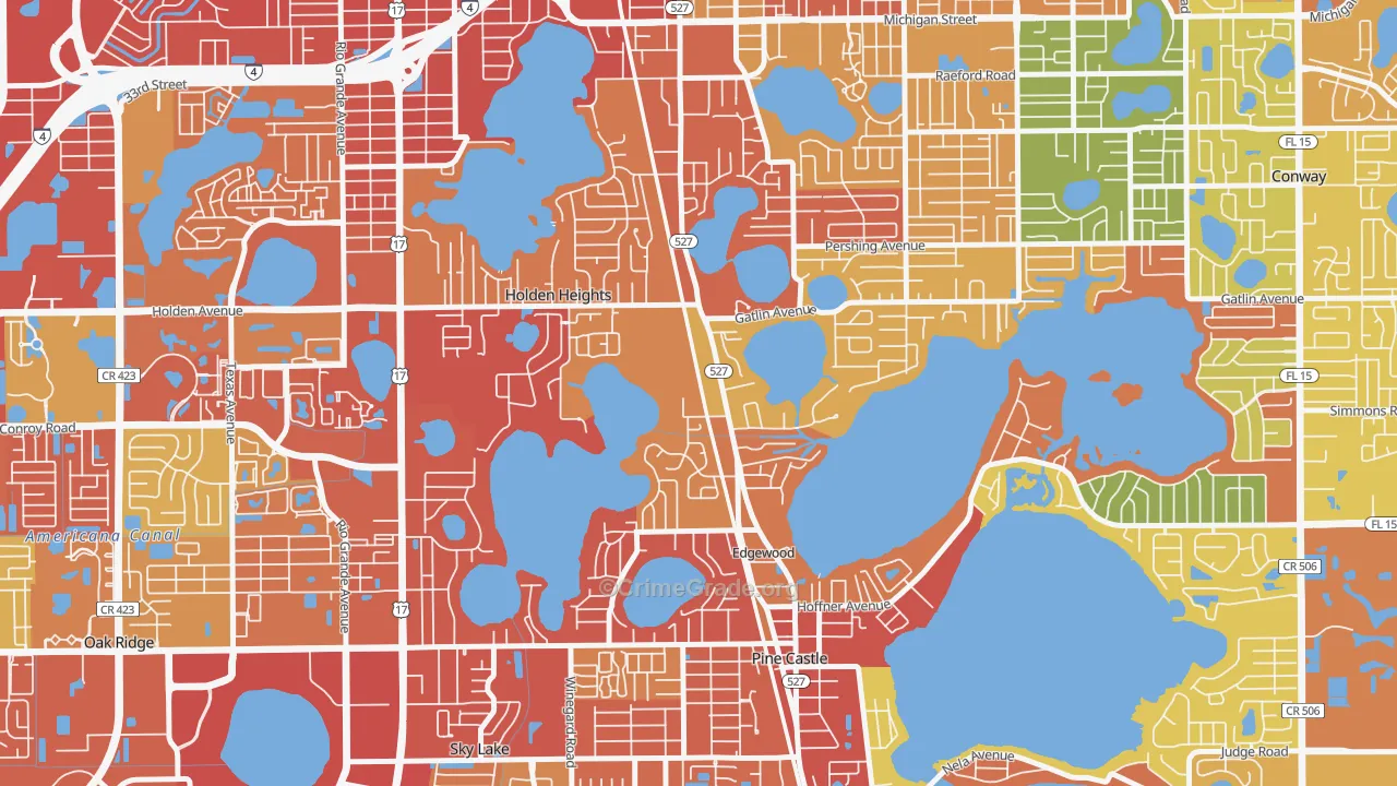 Edgewood, FL Map of Burglary Rates