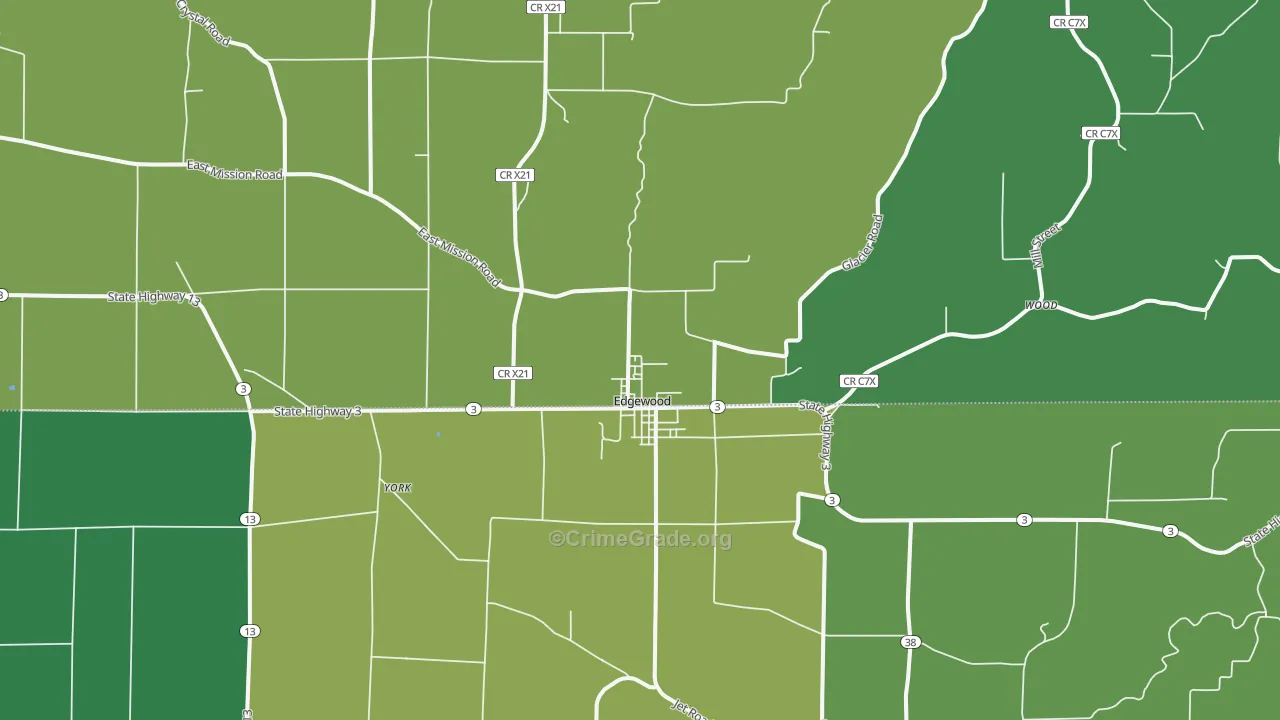 Edgewood, IA Map of Burglary Rates