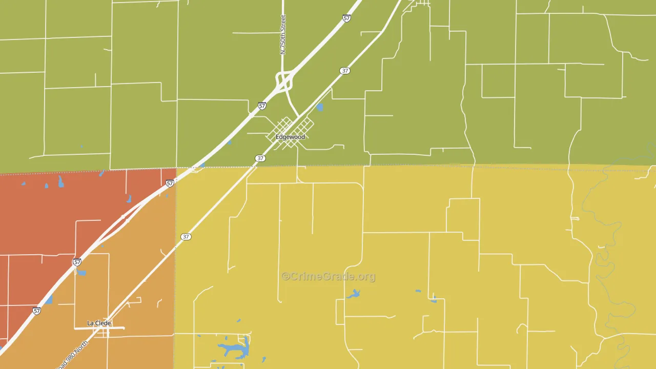 Edgewood, IL Map of Burglary Rates