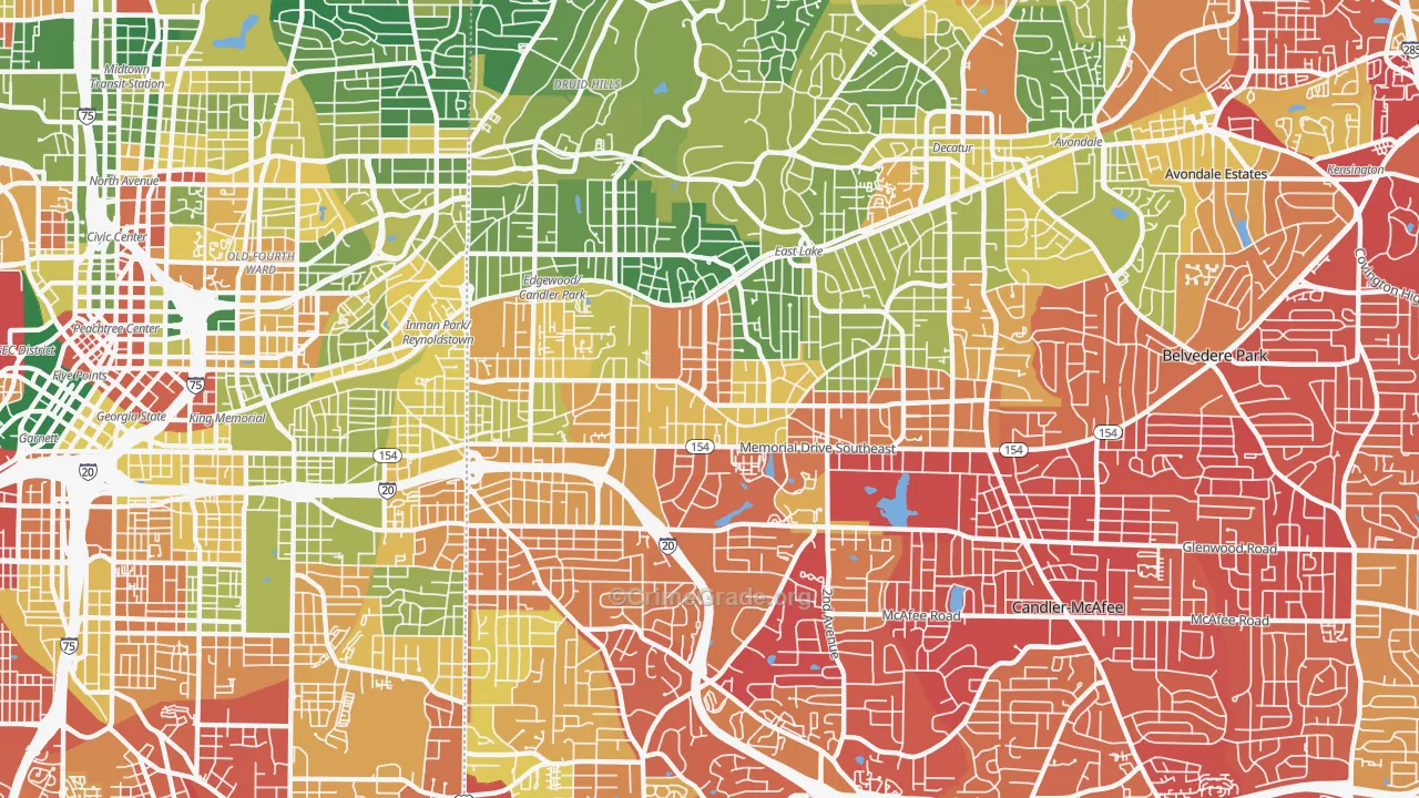 Edgewood-Kirkwood, Atlanta, GA Map of Burglary Rates