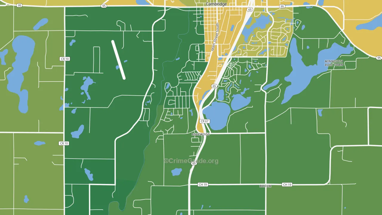 Edgewood, MN Map of Burglary Rates