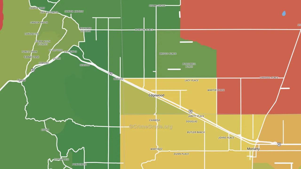 Edgewood, NM Map of Burglary Rates