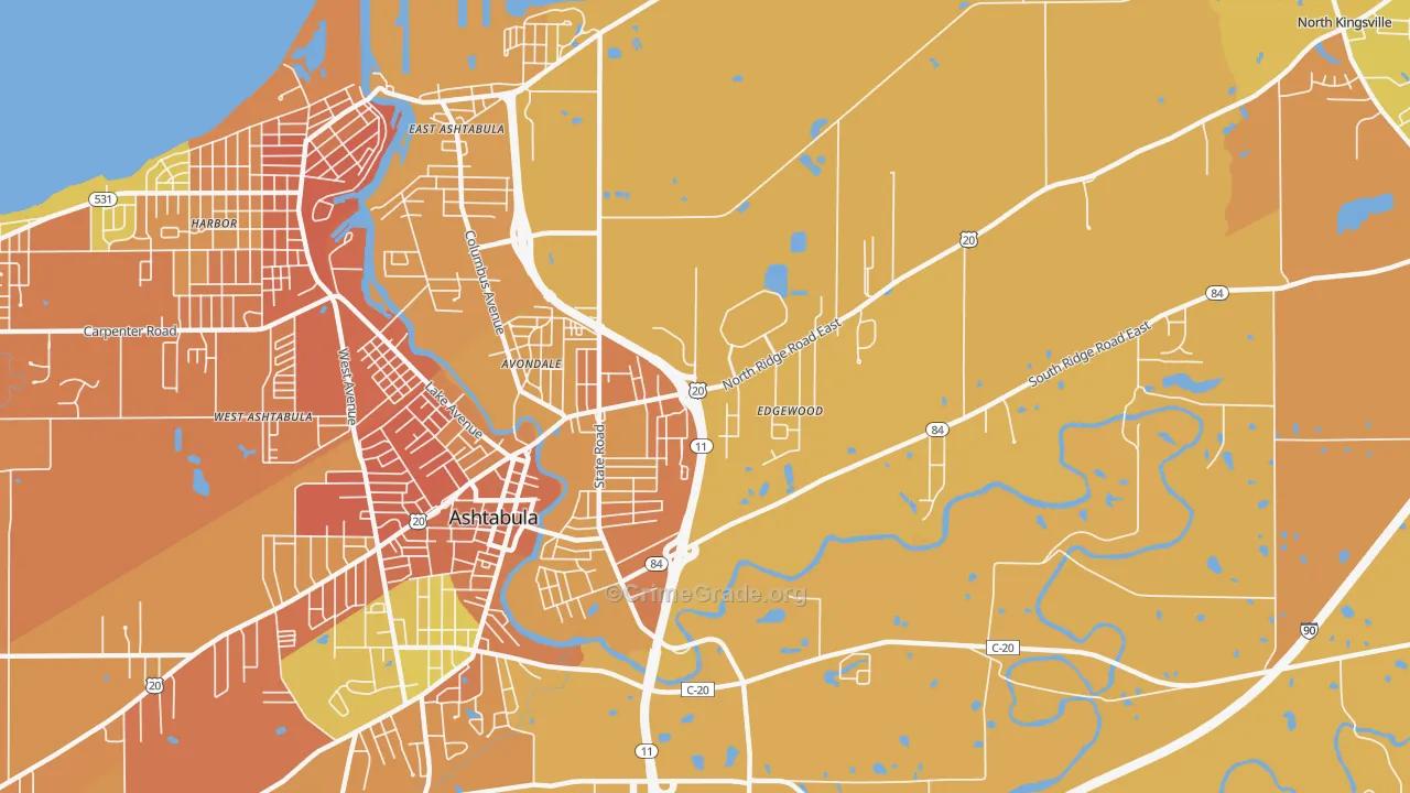 Edgewood, OH Map of Burglary Rates