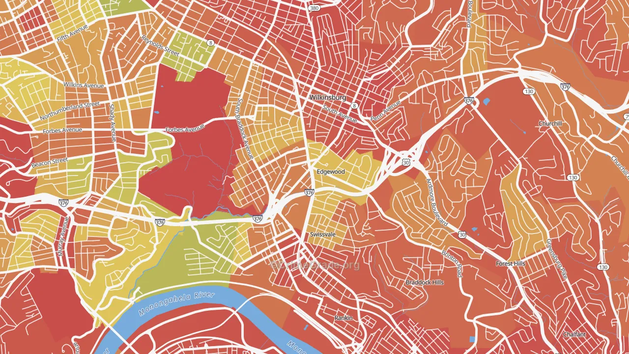 Edgewood, PA Map of Burglary Rates