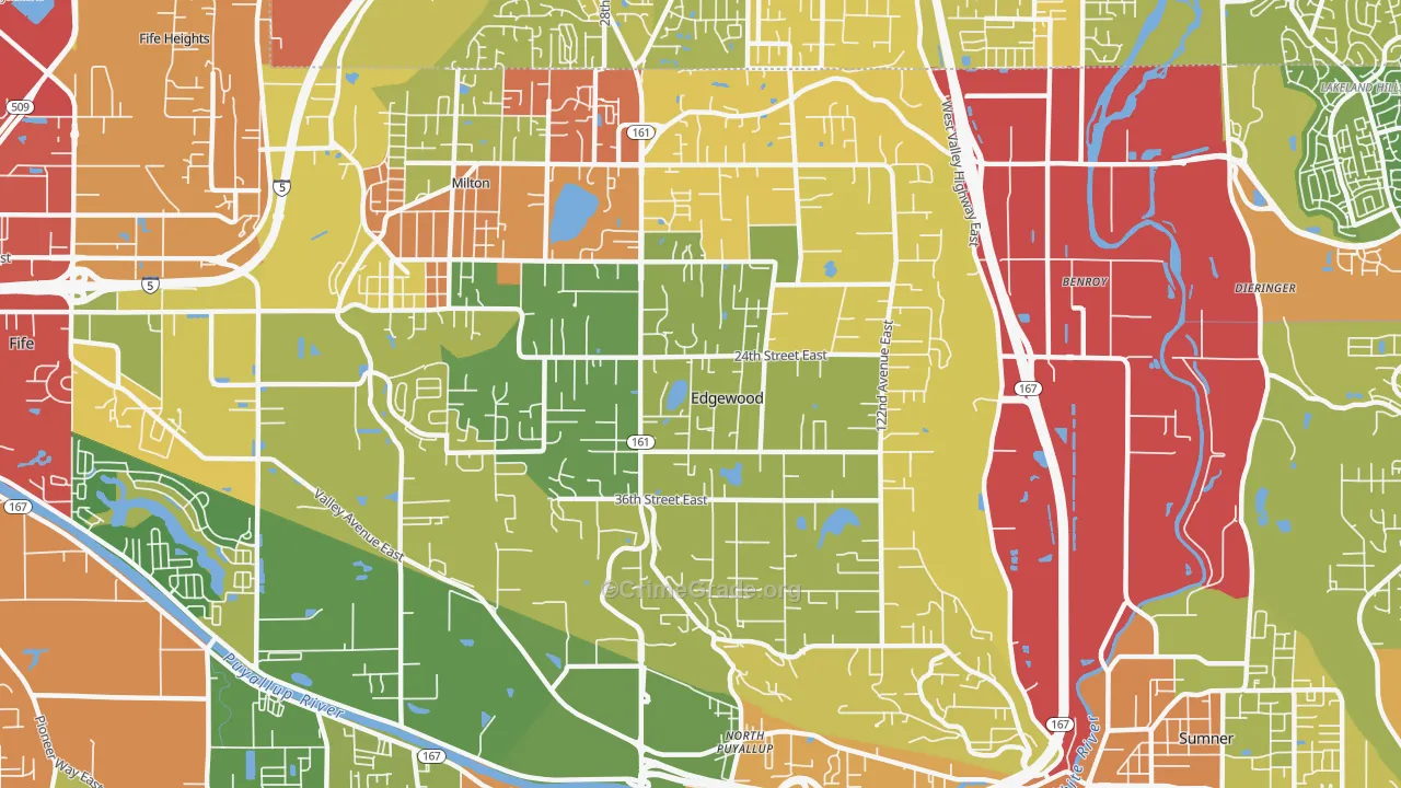 Edgewood, WA Map of Burglary Rates
