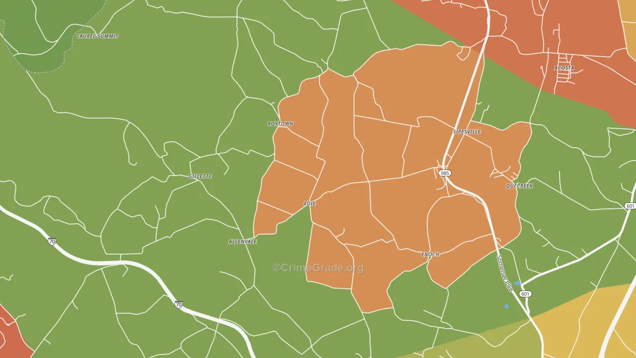 Edie, PA Map of Burglary Rates
