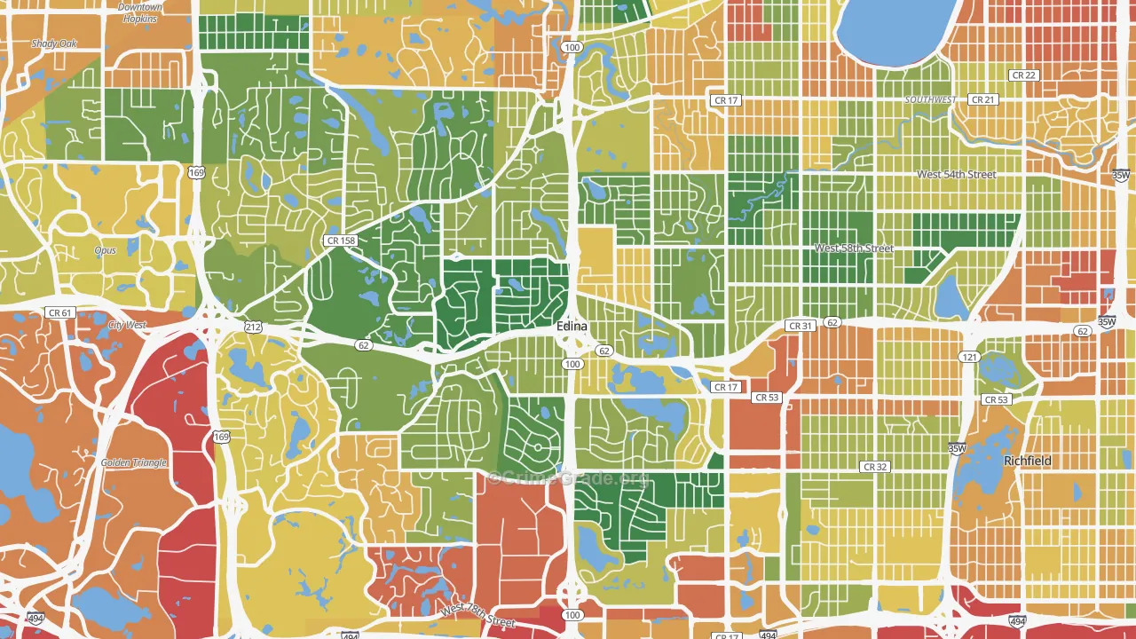 Edina, MN Map of Burglary Rates